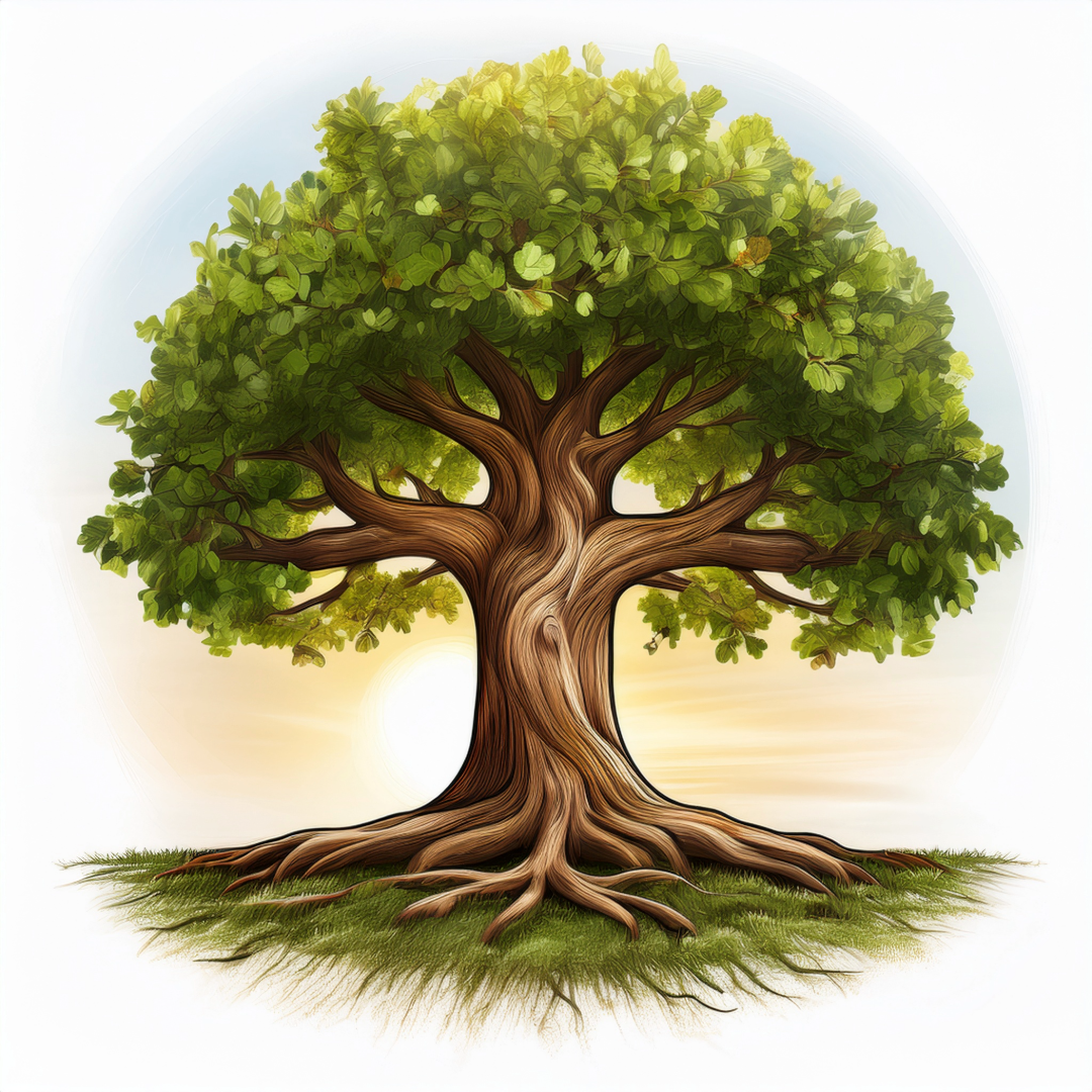 Our programs create mighty oak trees with strong roots A strong oak tree with deep roots symbolizing the solid educational foundation provided by TELC Atlanta for children aged 6 months to Pre-K. The tree’s branches represent each child's growth and readiness for kindergarten.